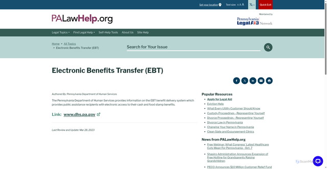 Security scan screenshot of https://www.palawhelp.org/resource/electronic-benefits-transfer-ebt