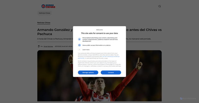 Security scan screenshot of https://www.somoschivas.com.mx/noticias-chivas/armando-gonzalez-y-la-mejor-noticia-que-recibe-justo-antes-del-chivas-vs-pachuca-20251103-38364.html
