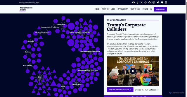 Security scan screenshot of https://perfectunion.us/trumps-corporate-colluders/