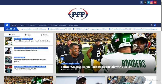 Security scan screenshot of https://profootballpost.com/
