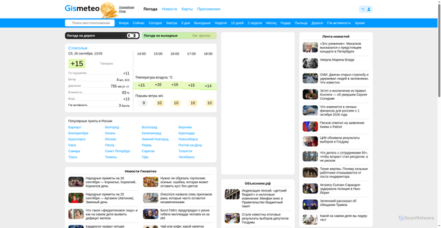 Security scan screenshot of https://gismeteo.ru