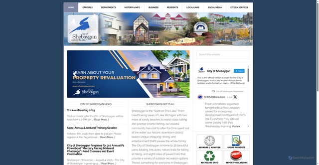 Security scan screenshot of https://www.sheboyganwi.gov/