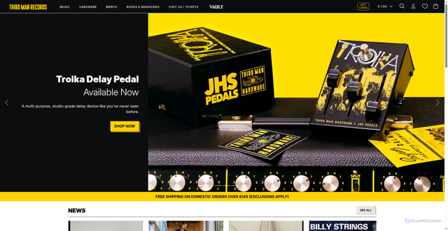 Security scan screenshot of https://thirdmanrecords.com/?srsltid=AfmBOoqZLv7NLwitKsWmCJsy0gVtkcMVbSeXzxdNa9ypRgcekQ-SedJq