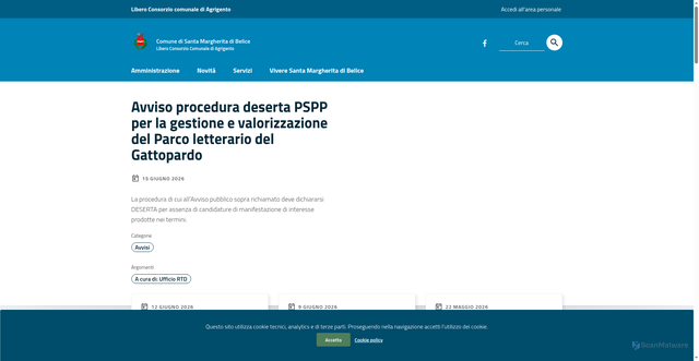 Security scan screenshot of https://www.comune.santamargheritadibelice.ag.it