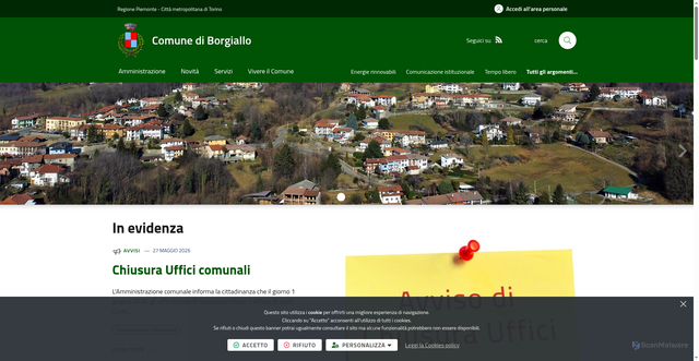 Security scan screenshot of https://www.comune.borgiallo.to.it