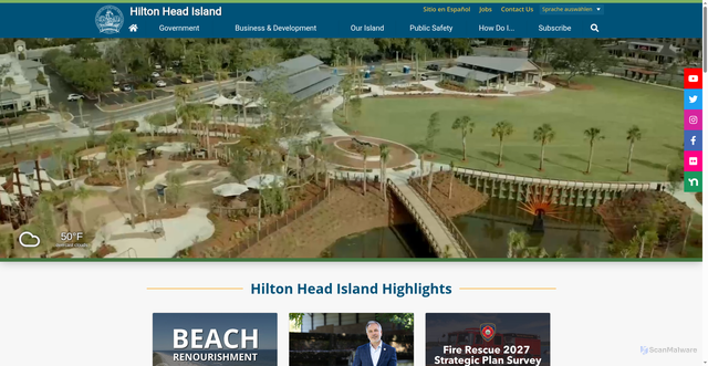 Security scan screenshot of https://hiltonheadislandsc.gov/