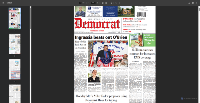 Security scan screenshot of https://alpha.creativecirclecdn.com/scdemocrat/files/20240627-150009-4d6-01A0628_eEdition.pdf