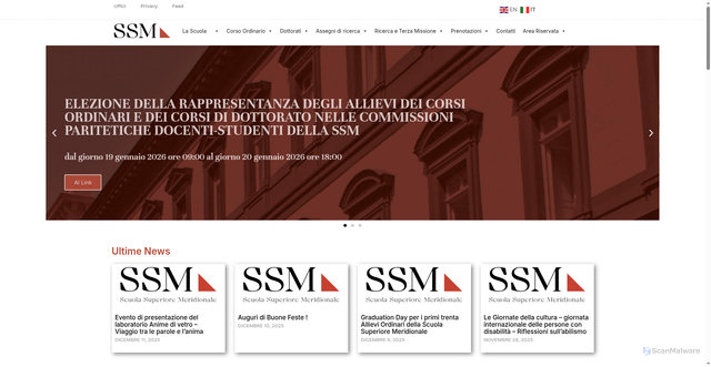 Security scan screenshot of https://www.ssmeridionale.it/
