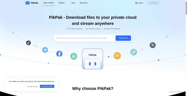 Security scan screenshot of https://mypikpak.com