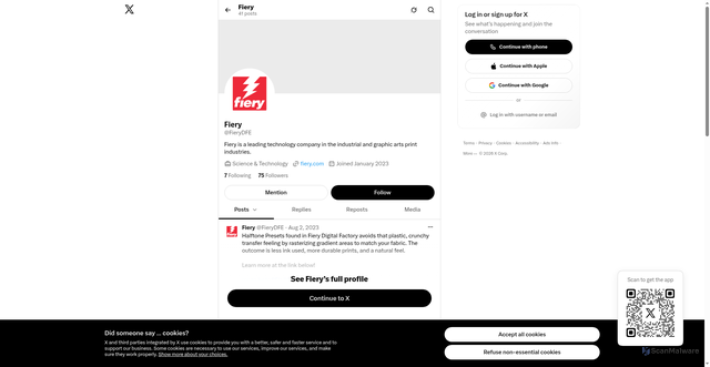 Security scan screenshot of https://communications.fiery.com/e3t/Ctc/UE+113/d5yvBy04/VWWVBP1284M7N3547RP9KF-vW2gkVcw5WtPf8N6fpSVM3l5QzW69sMD-6lZ3nBW1MJSX75rqP9BW86JtkN61FTR7W59X9cq6pKkn0W47SRzD8ltdlLW4q5Nmb30bHfQN8ls82qnpXsXW1tt8y52mnzmtW7Wsmd92MYhMSW6qSzQt4Y-nHQW6SSmw14LbYk2W1lCzXY6y2Nh9VFhlsZ5wmWgvW5DT_Pd2qbqqsW9dhwJB4gg4VvW1d_YJm23DC7LW3dTNfq5_FgRgW1tXRNq1GdsHnW6V_tvm94PRQyW15KN1l2tYyqkW7BG5mW3t-P8Jf6yYfyg04