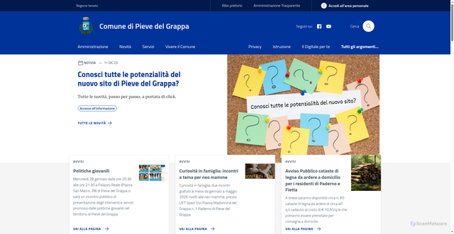 Security scan screenshot of https://www.comune.pievedelgrappa.tv.it/