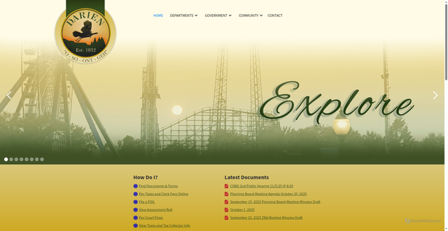 Security scan screenshot of https://www.townofdarienny.gov/