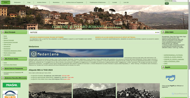 Security scan screenshot of https://www.comunevivaroromano.it/