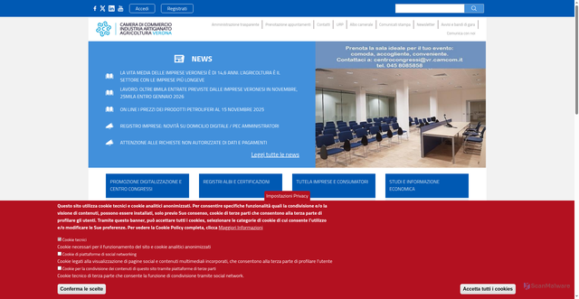 Security scan screenshot of https://www.vr.camcom.it/