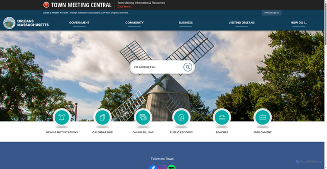 Security scan screenshot of https://www.town.orleans.ma.us/