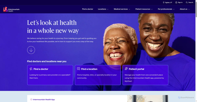 Security scan screenshot of https://intermountainhealth.org