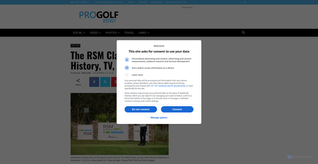 Security scan screenshot of https://progolfweekly.com/the-rsm-classic-primer-history-tv-field-odds/
