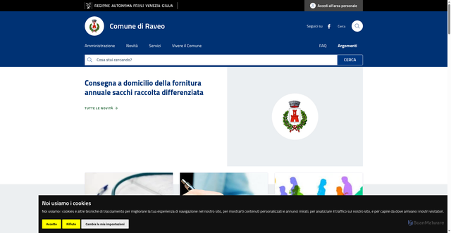 Security scan screenshot of https://www.comune.raveo.ud.it/