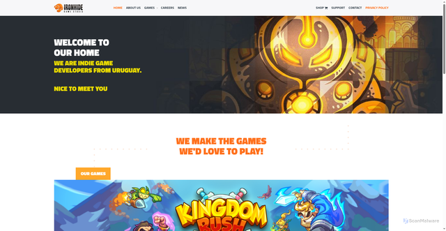 Security scan screenshot of https://ironhidegames.com