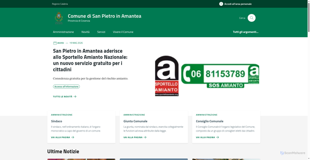 Security scan screenshot of https://www.comune.sanpietroinamantea.cs.it