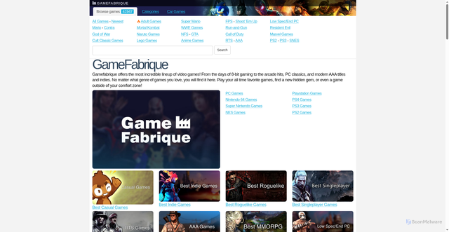 Security scan screenshot of https://gamefabrique.com