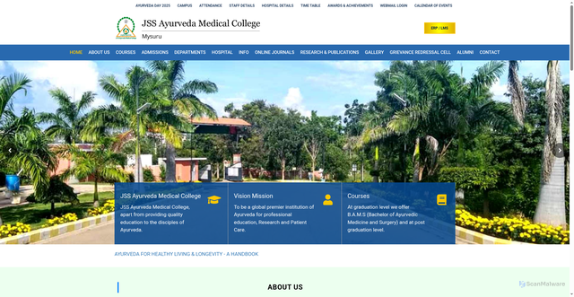Security scan screenshot of https://jssayurvedacollege.org/