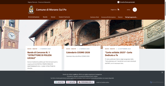 Security scan screenshot of https://www.comune.moranosulpo.al.it/it-it/home