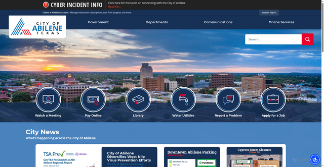 Security scan screenshot of https://abilenetx.gov/