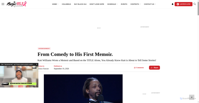 Security scan screenshot of https://mycolumbusmagic.com/3922920/from-comedy-to-his-first-memoir/