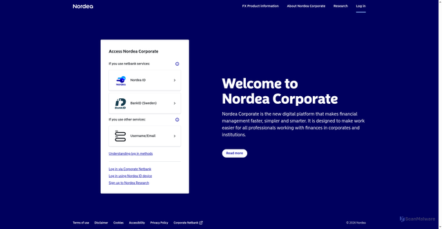 Security scan screenshot of https://e-markets.nordea.com