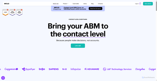 Security scan screenshot of https://influ2.com