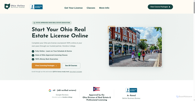 Security scan screenshot of https://ohioonlinerealestateacademy.com/