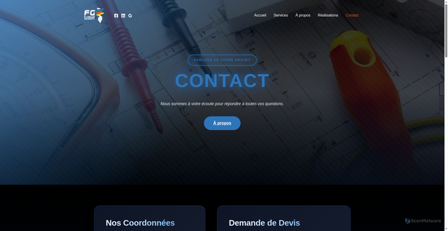 Security scan screenshot of https://fge-electricite.com/contact/