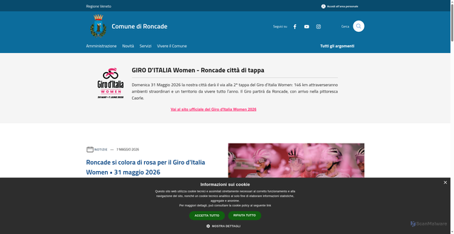Security scan screenshot of https://www.comune.roncade.tv.it/