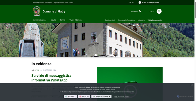 Security scan screenshot of https://www.comune.gaby.ao.it/it-it/home