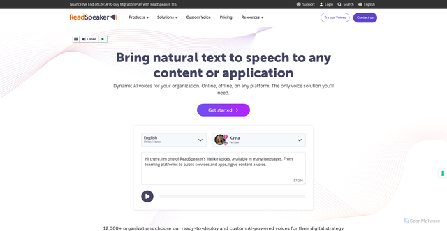 Security scan screenshot of https://f1-eu.readspeaker.com
