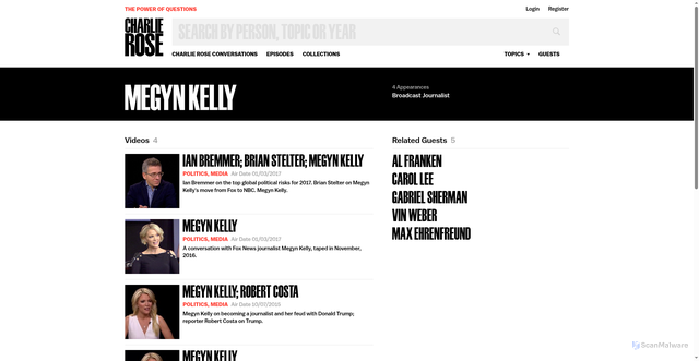 Security scan screenshot of https://charlierose.com/guests/9376