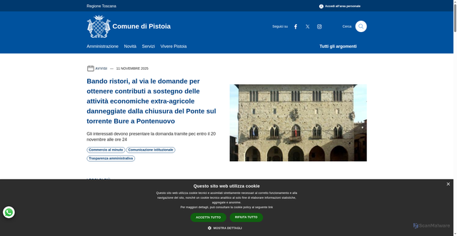 Security scan screenshot of https://www.comune.pistoia.it/it