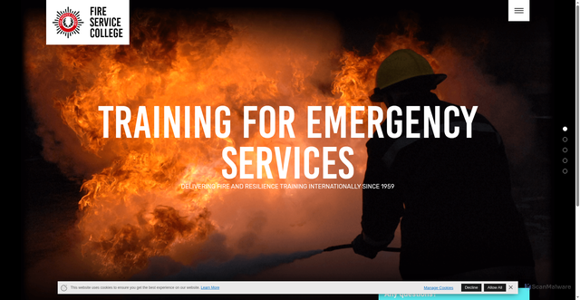 Security scan screenshot of https://www.fireservicecollege.ac.uk/