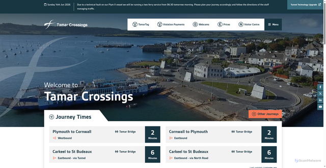 Security scan screenshot of http://www.tamarcrossings.org.uk