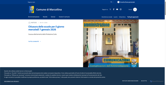 Security scan screenshot of https://www.comune.marcellina.rm.it/