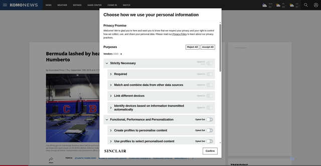 Security scan screenshot of https://komonews.com/news/nation-world/bermuda-lashed-by-heavy-winds-from-category-3-hurricane-humberto