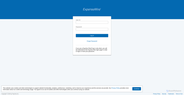 Security scan screenshot of https://web.expensewire.com
