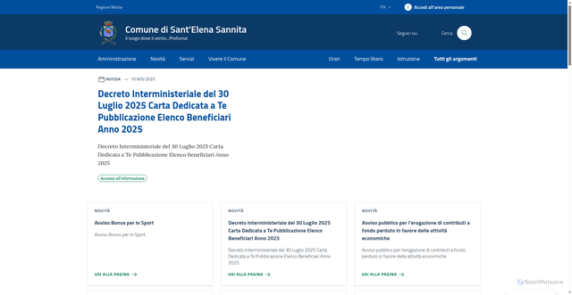 Security scan screenshot of https://comune.santelenasannita.is.it/
