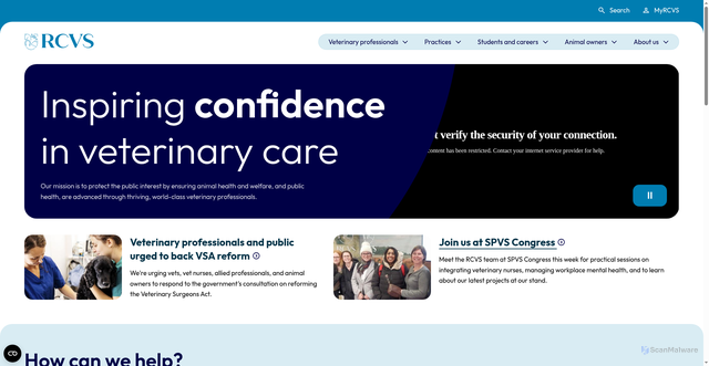 Security scan screenshot of https://www.rcvs.org.uk/