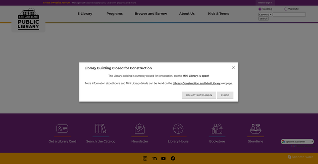 Security scan screenshot of https://www.sananselmo.gov/1662/Library