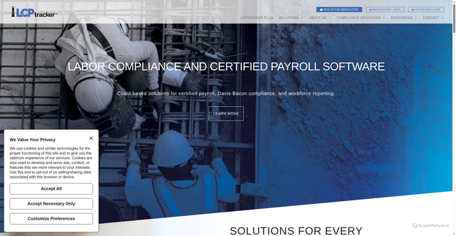 Security scan screenshot of https://lcptracker.com