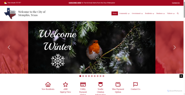 Security scan screenshot of https://memphistexas.gov/