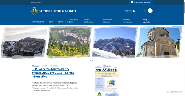Security scan screenshot of https://www.comune.frabosasoprana.cn.it/