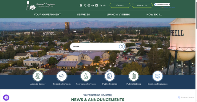 Security scan screenshot of https://campbellca.gov/